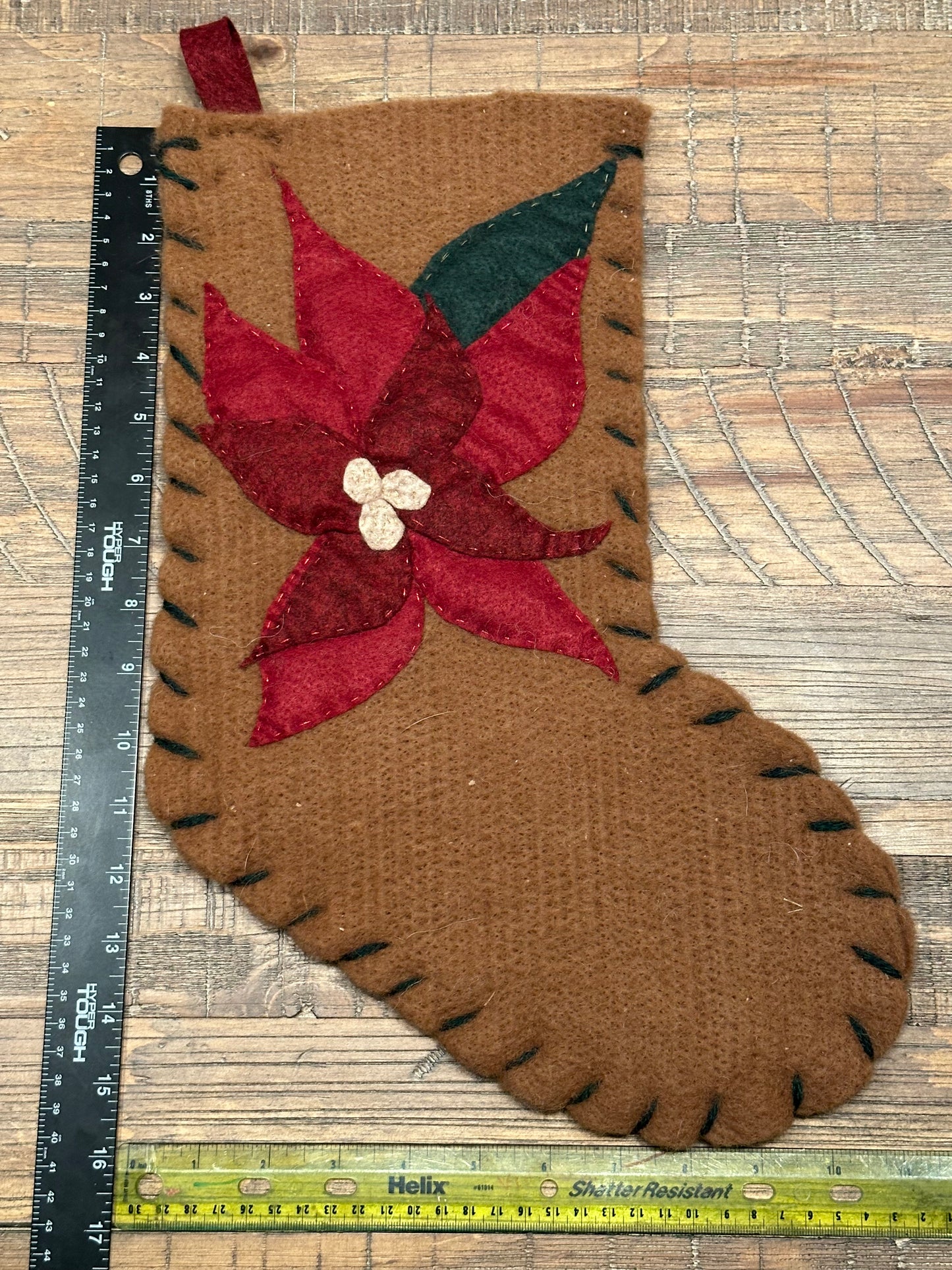 Christmas Stocking-Poinsettia in Brown