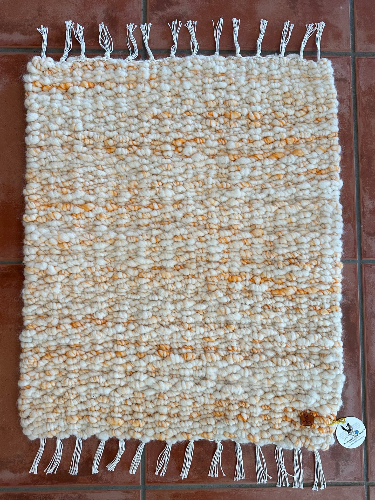 Rustic Ranch Alpaca Rug-white and orange