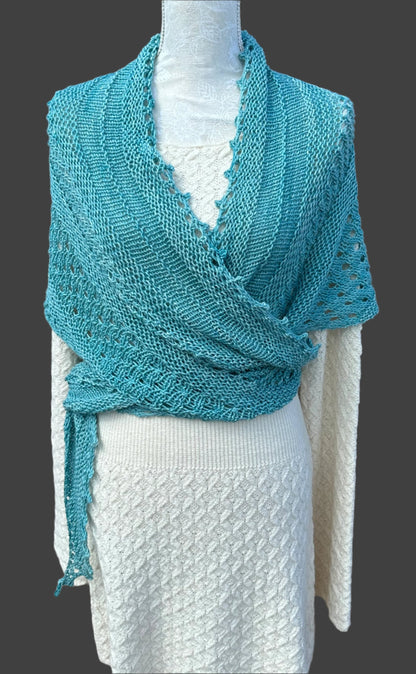 Shawl/Wrap/Lace Scarf in Turquoise