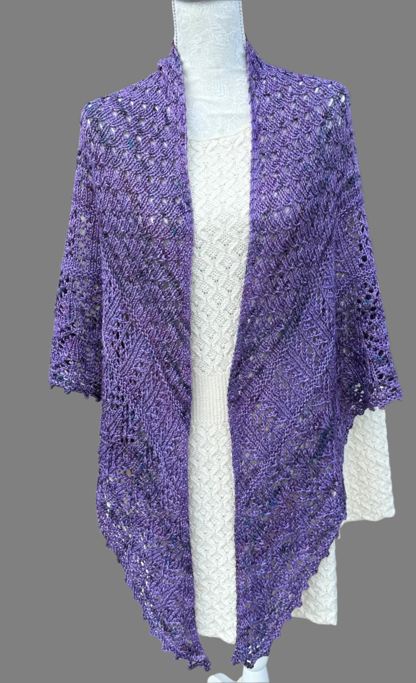 Shawl-Lace Knit Shawl-in Royal Hiccup