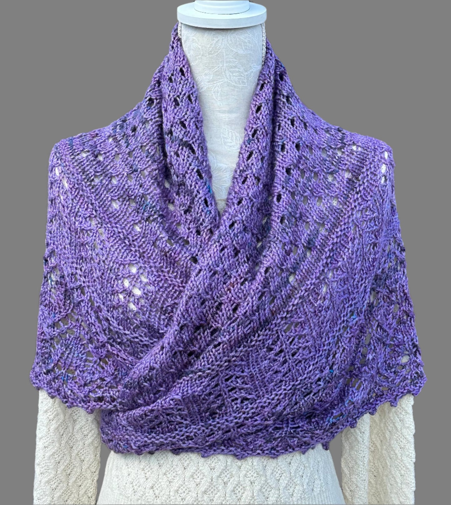 Shawl-Lace Knit Shawl-in Royal Hiccup