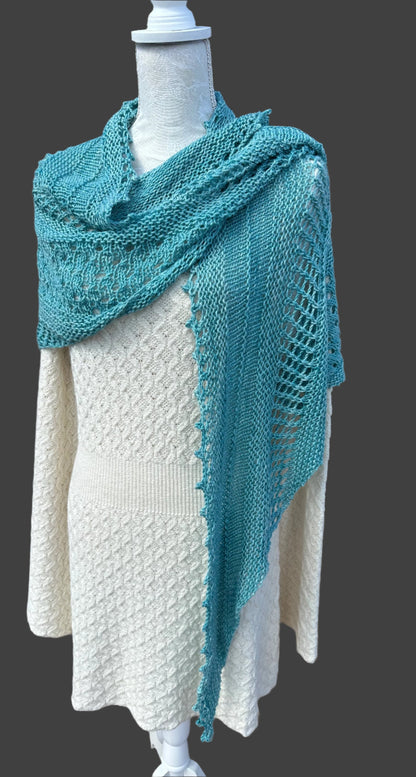 Shawl/Wrap/Lace Scarf in Turquoise