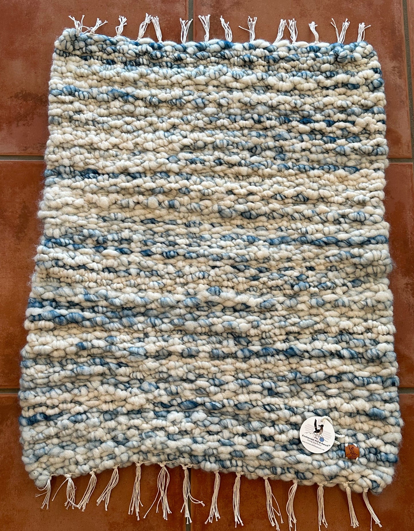 Rustic Ranch Alpaca Rug-Blue and white