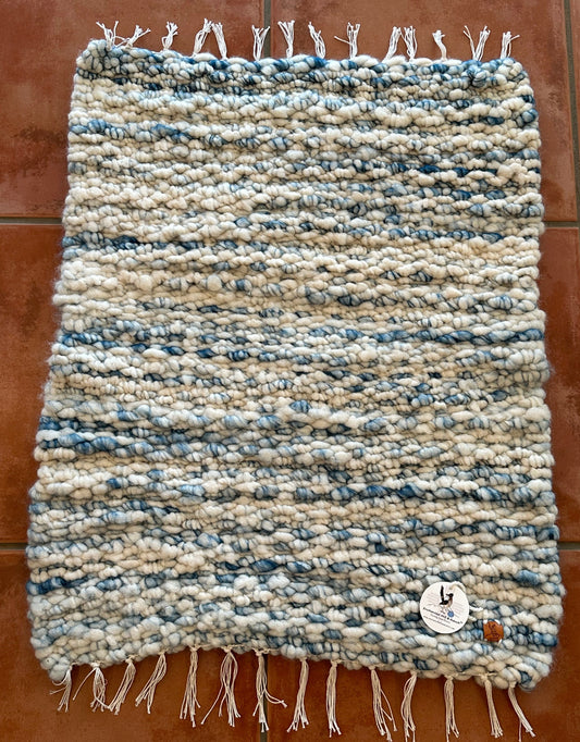 Rustic Ranch Alpaca Rug-Blue and white