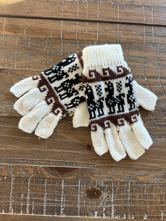 Gloves-Alpaca Inca Patterned Fingerless Gloves