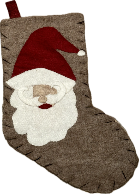 Christmas Stocking-Santa on Rose Grey