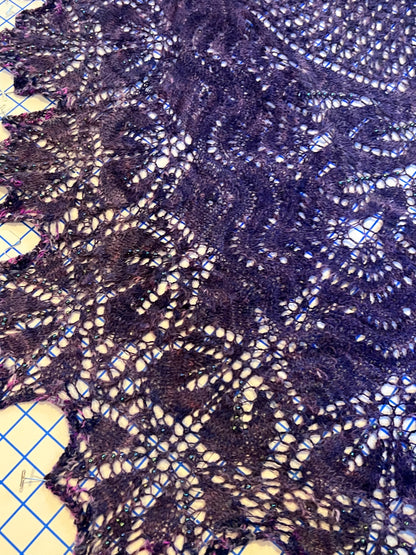 Shawl-Lace Knit Shawl-Purple