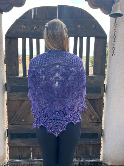 Shawl-Lace Knit Shawl-Purple