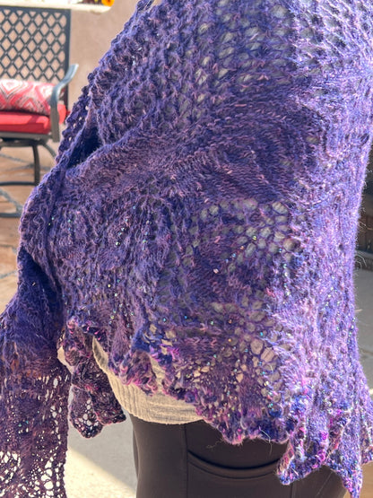 Shawl-Lace Knit Shawl-Purple