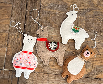 Ornament-4pack Felt Alpaca Ornament